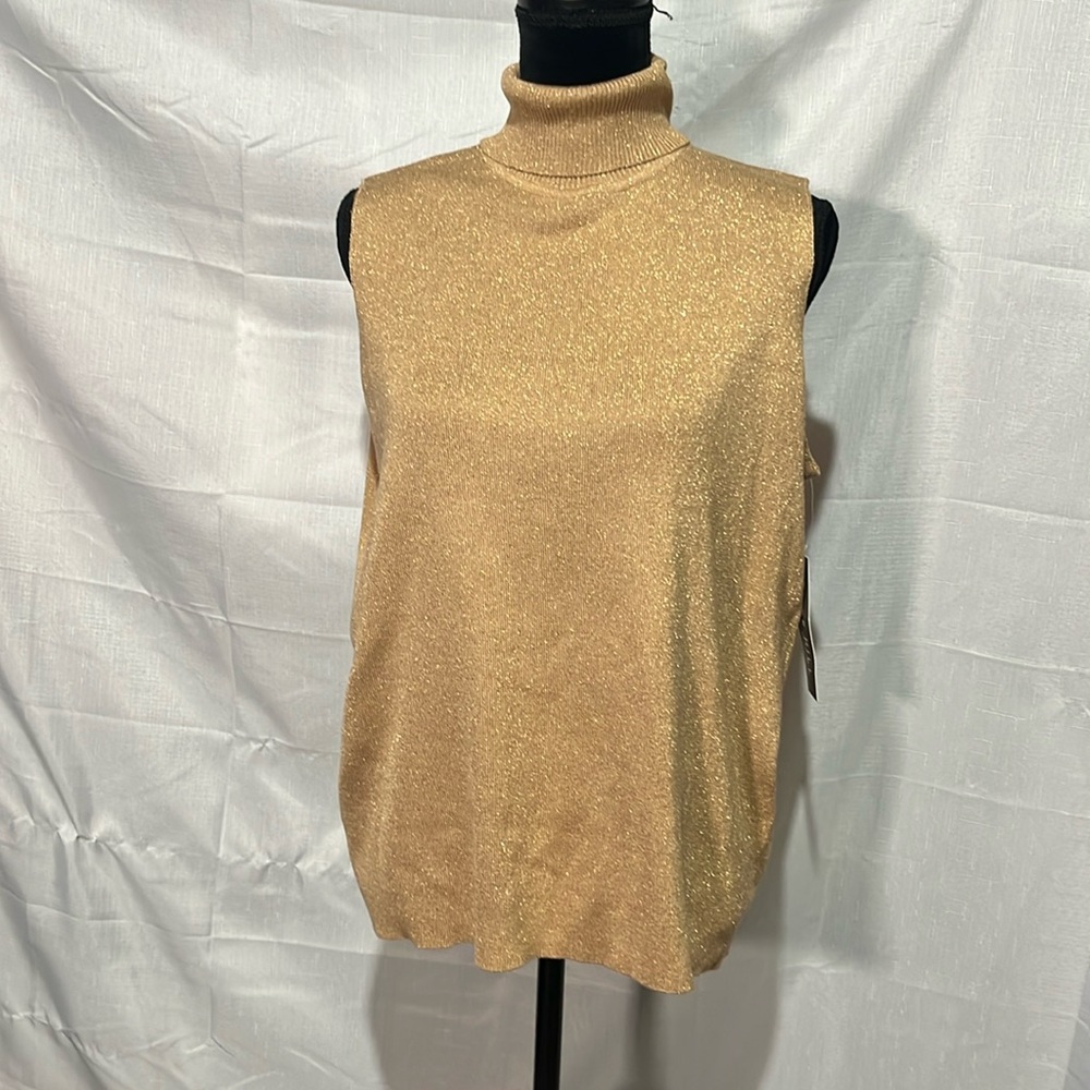 Kate Hill Gold Metallic Sleeveless Top